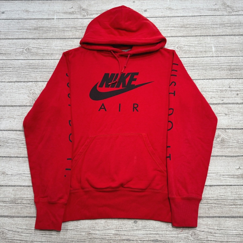 Nike Air Hoodie Men's Medium Red Just Do It Logo Athletic Sweatshirt Pullover